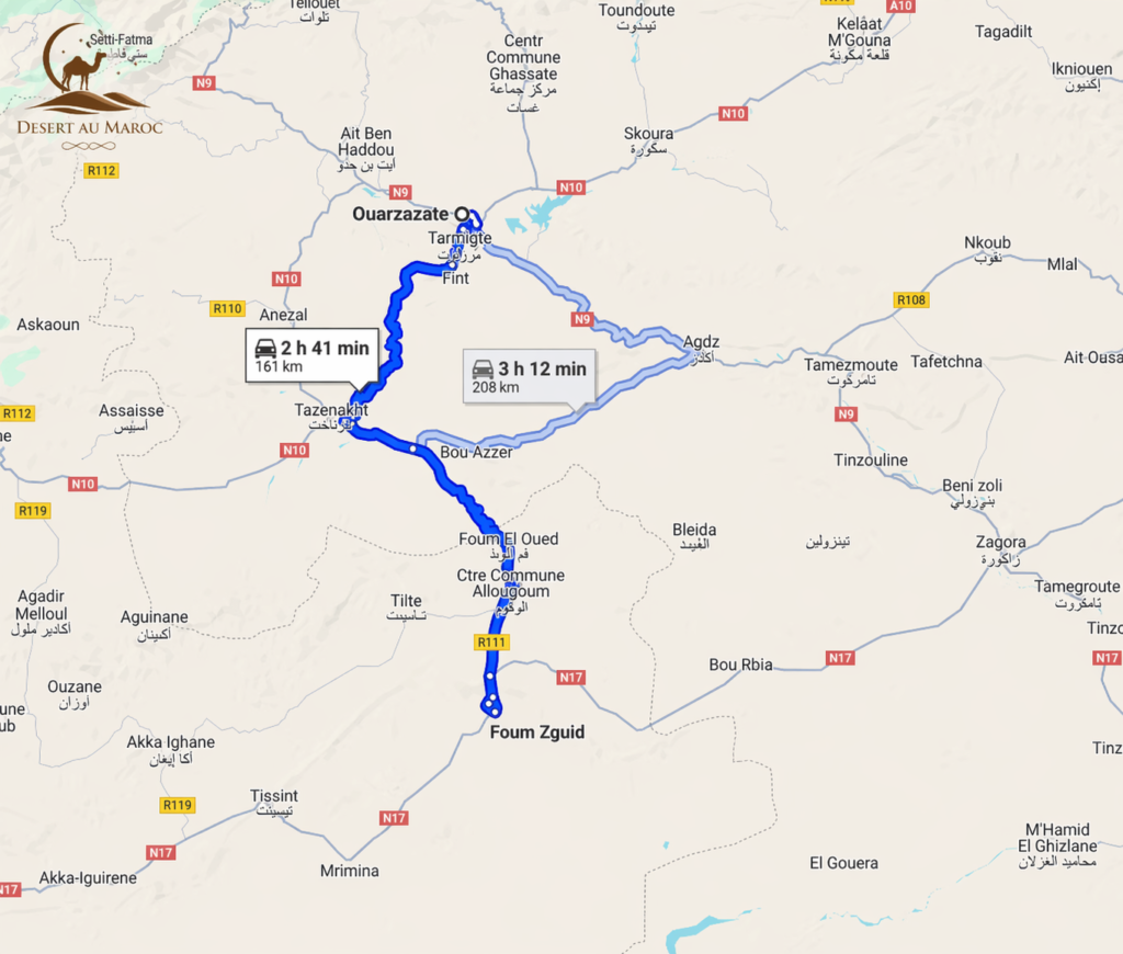 Desert au Maroc Carte